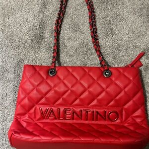 Valentino Red Chain Strap Quilted Shoulder Bag